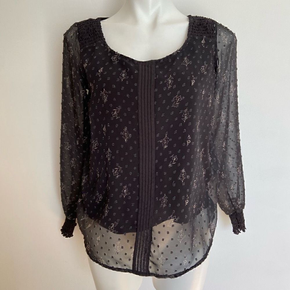 L C Lauren Conrad Sheer long sleeve boho blouse